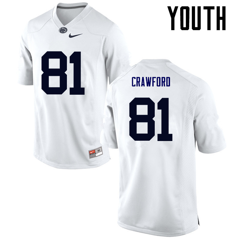 Youth Penn State Nittany Lions #81 Jack Crawford College Football Jerseys-White - Click Image to Close
